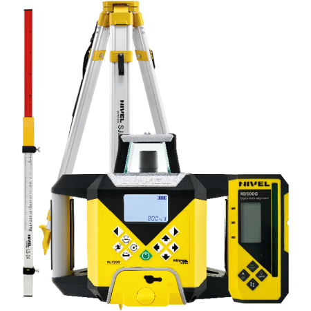 Nivel System NL720G Digital + statyw SJJ1 + łata LS-24 - zielony laser obrotowy 700 m z autowpasowaniem i cyfrowym czujnikiem RD500G Digital